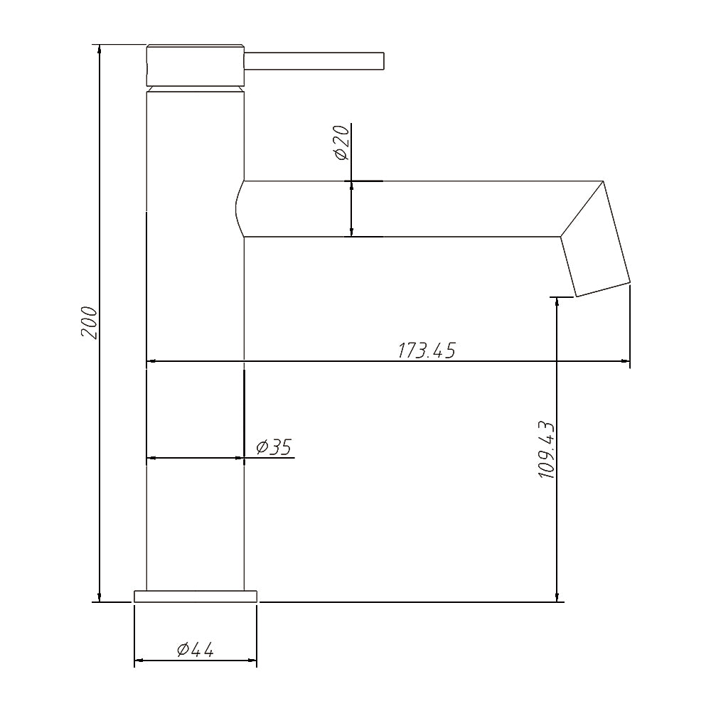 Right Angle Basin Mixer Brushed Gold