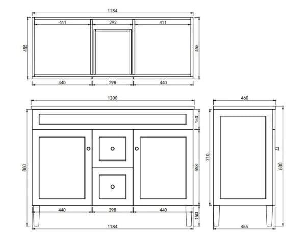 Harold Federation Free Standing Cabinet Matte White LK-FH124DL-MW