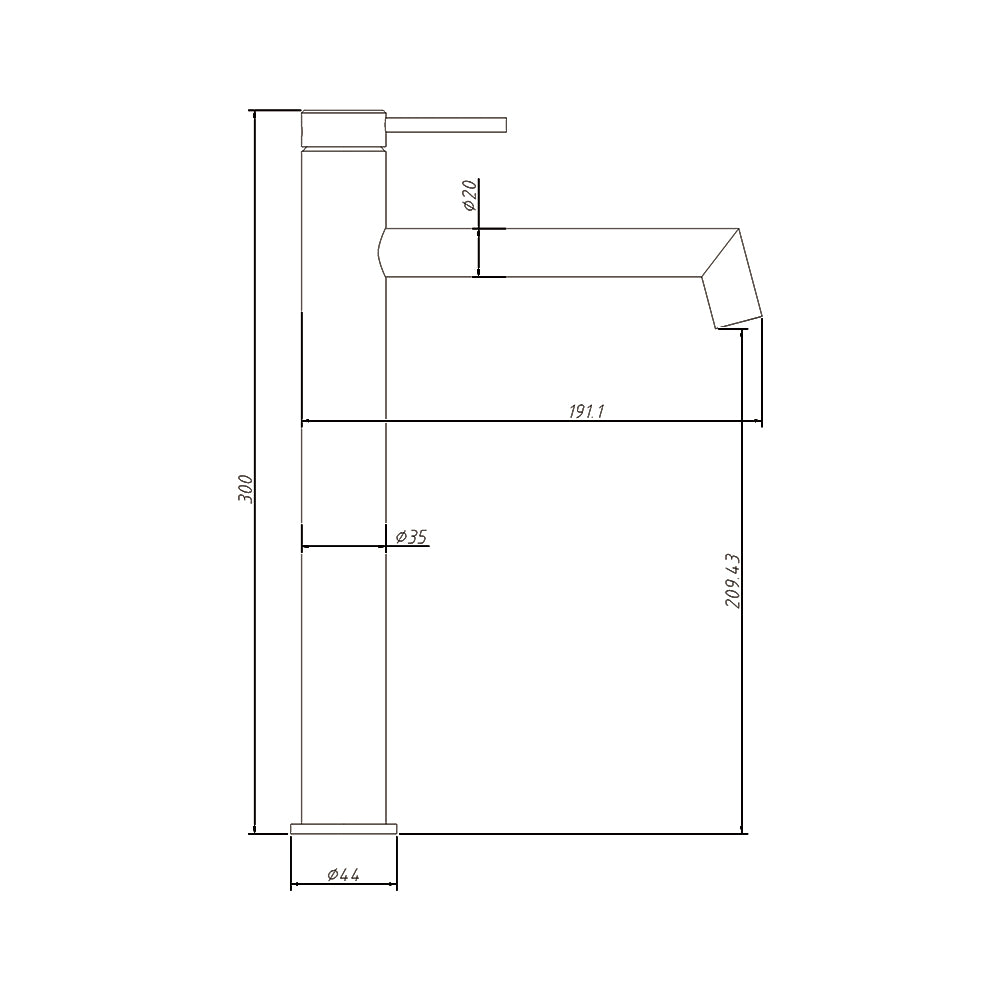 Hi-Rise Right Angle Basin Mixer Brushed Gold