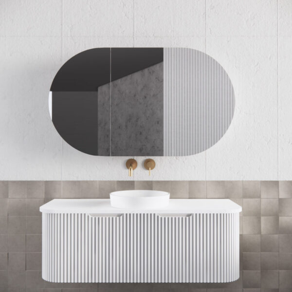 Bergen Matte White 1200mm Wall Hung Vanity with Carrara Stone Top