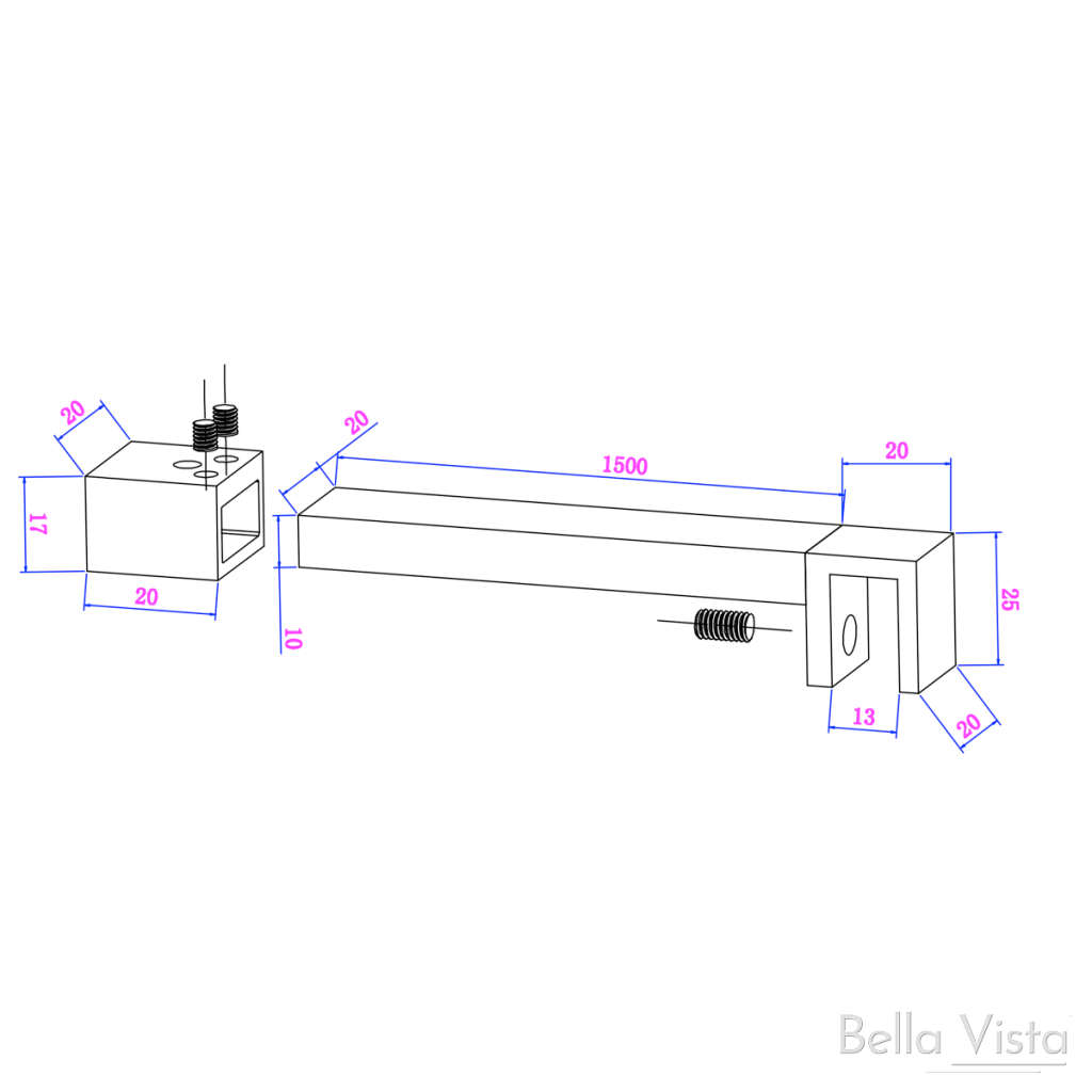 Stabiliser Bar - Square - Cut To Size Chrome