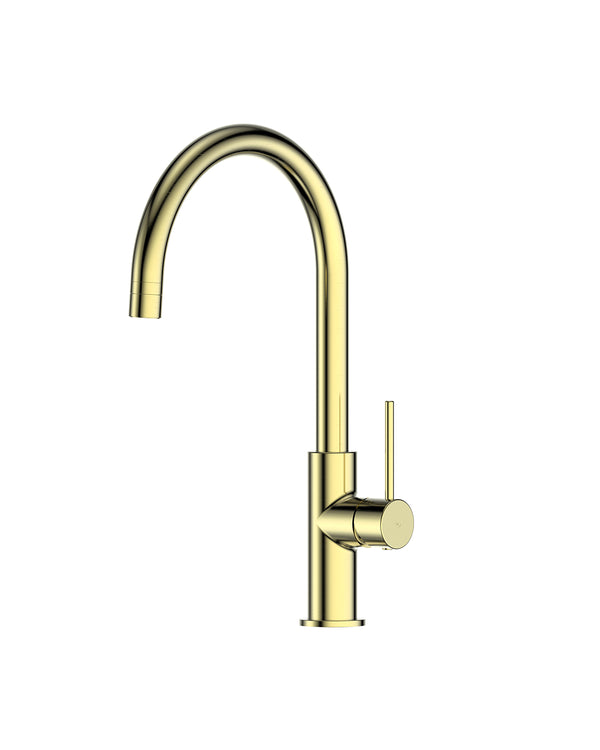 Maci Gooseneck Sink Mixer - PVD Brushed Brass