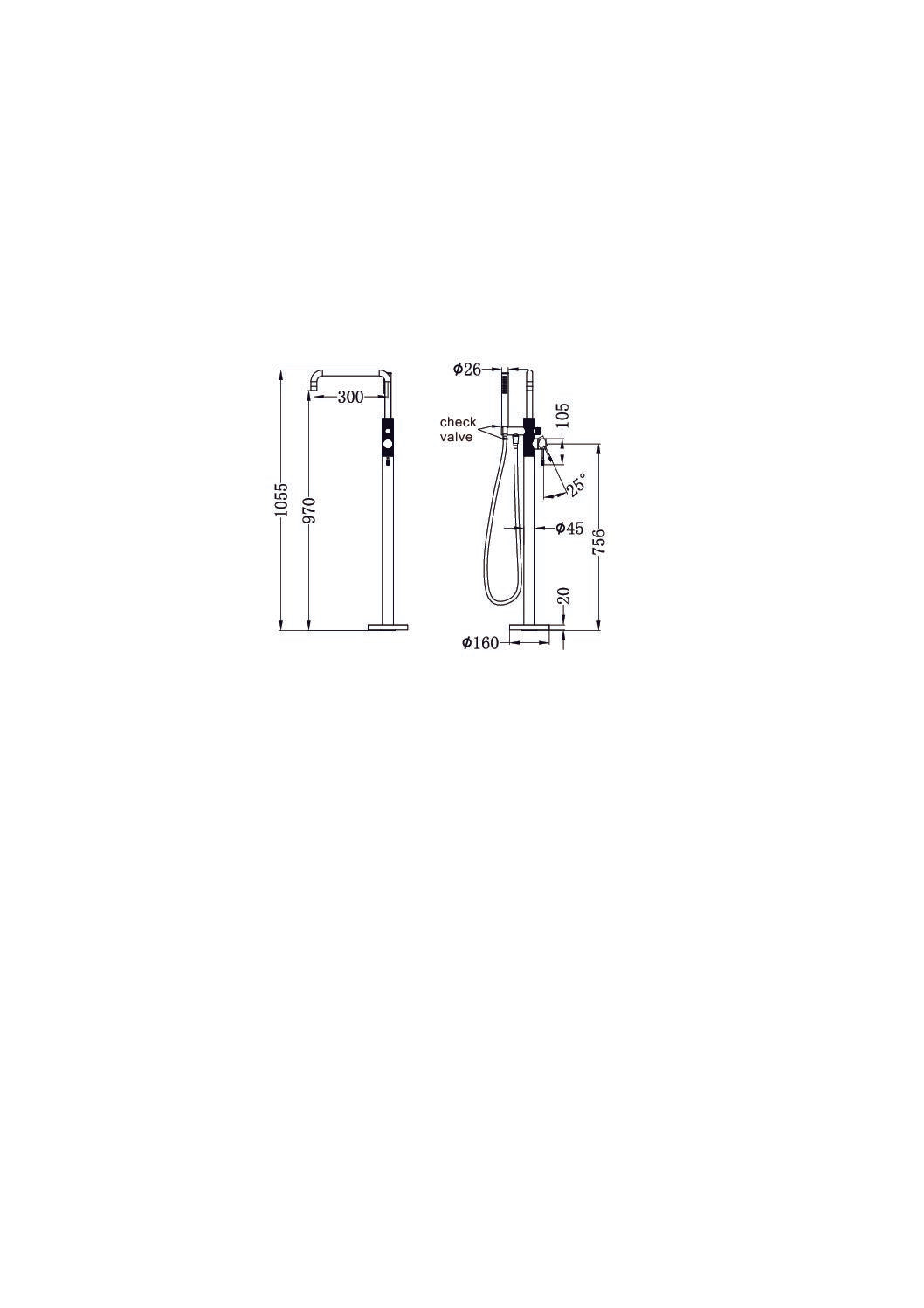 OPAL FREESTANDING BATH MIXER WITH HAND SHOWER GRAPHITE