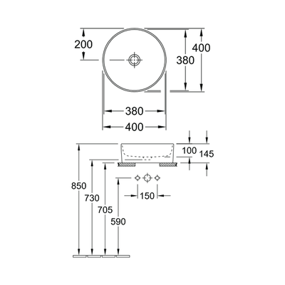 Collaro Round Vessel Basin No Tap Hole | No Overflow