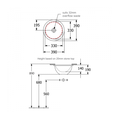Loop Slim 330 Round UC Basin NTH |