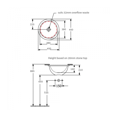 Loop Slim 380 Round UC Basin NTH |