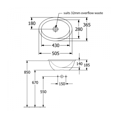 Loop Slim 505 Oval DI Basin NTH |