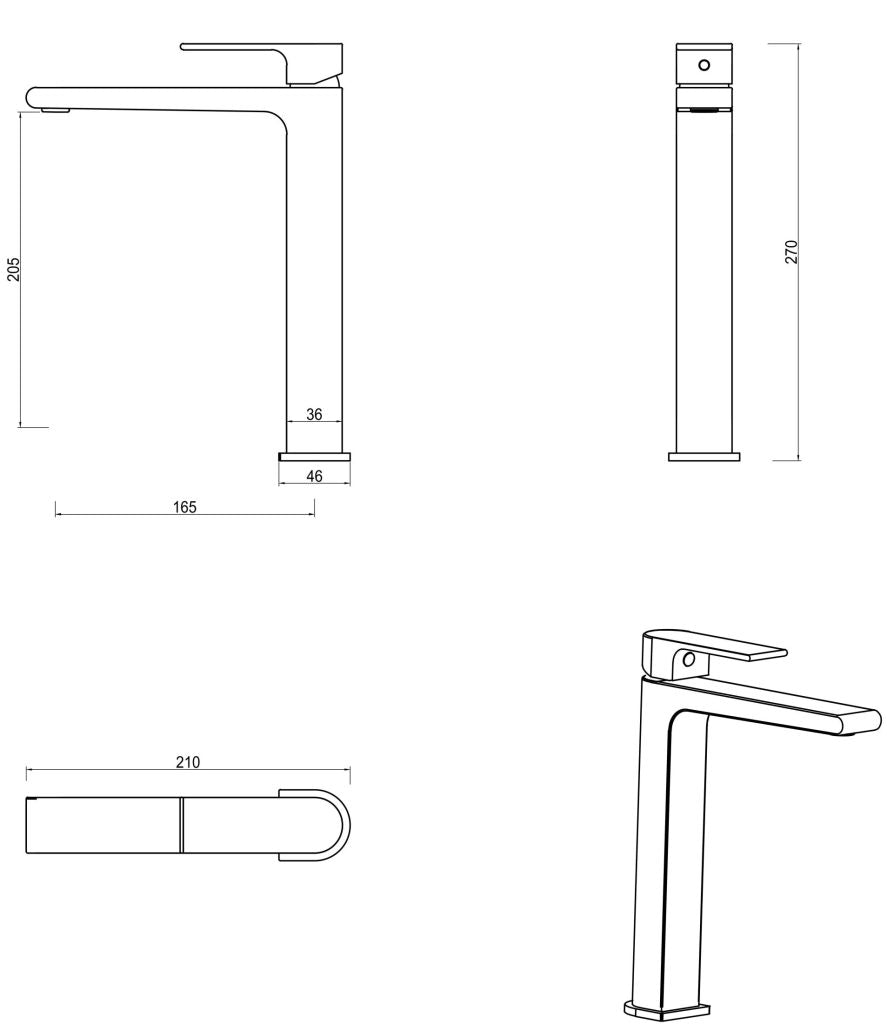 Beki Tall Basin Mixer Brushed Nickel