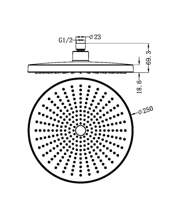 OPAL 250MM SHOWER HEAD BRUSHED NICKEL