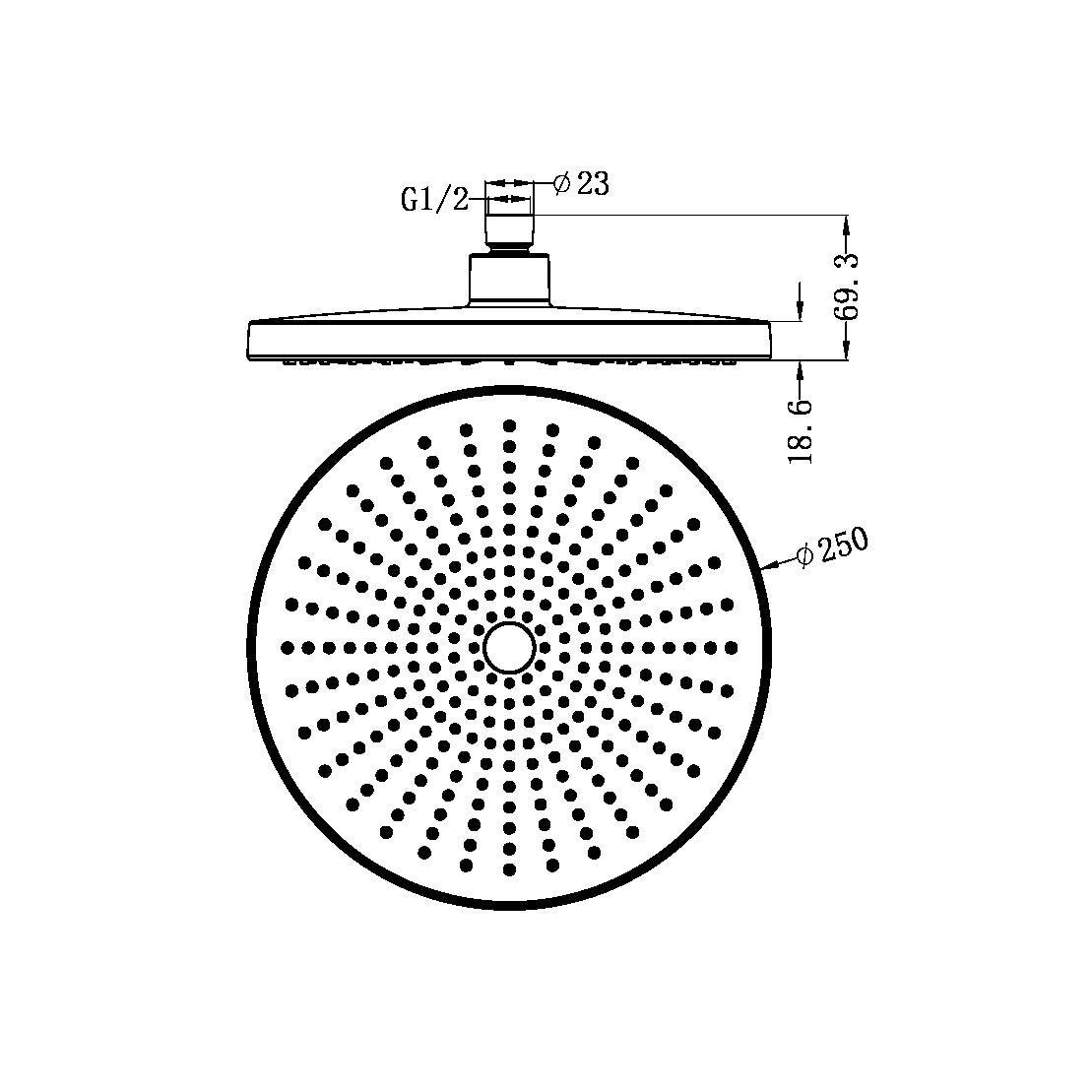 OPAL 250MM SHOWER HEAD GRAPHITE