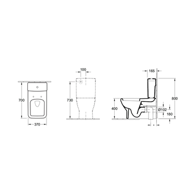 Architectura Square Back to Wall Toilet | S Trap | Ceramic Plus