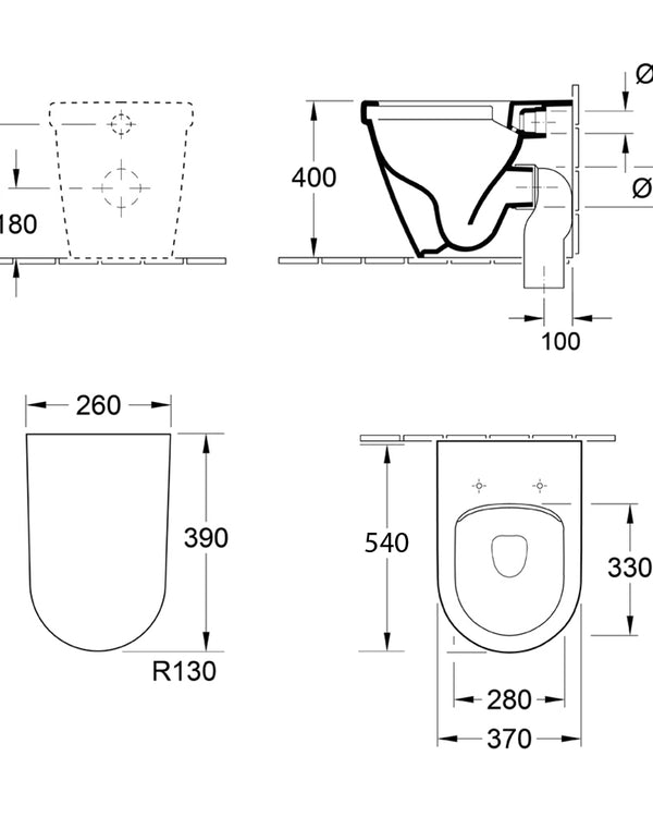 Architectura 2.0 DirectFlush Wall Faced Toilet P Trap | CeramicPlus