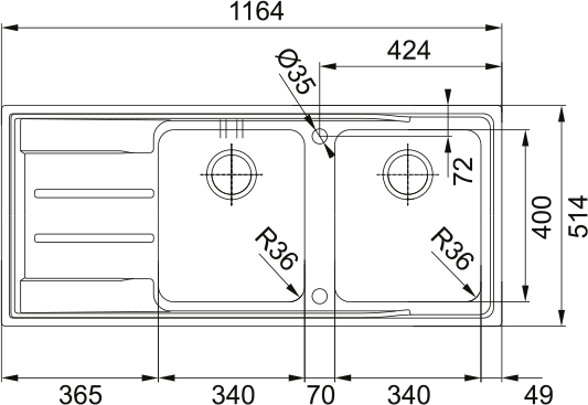 ANX221LHD Aton Double Bowl Sink