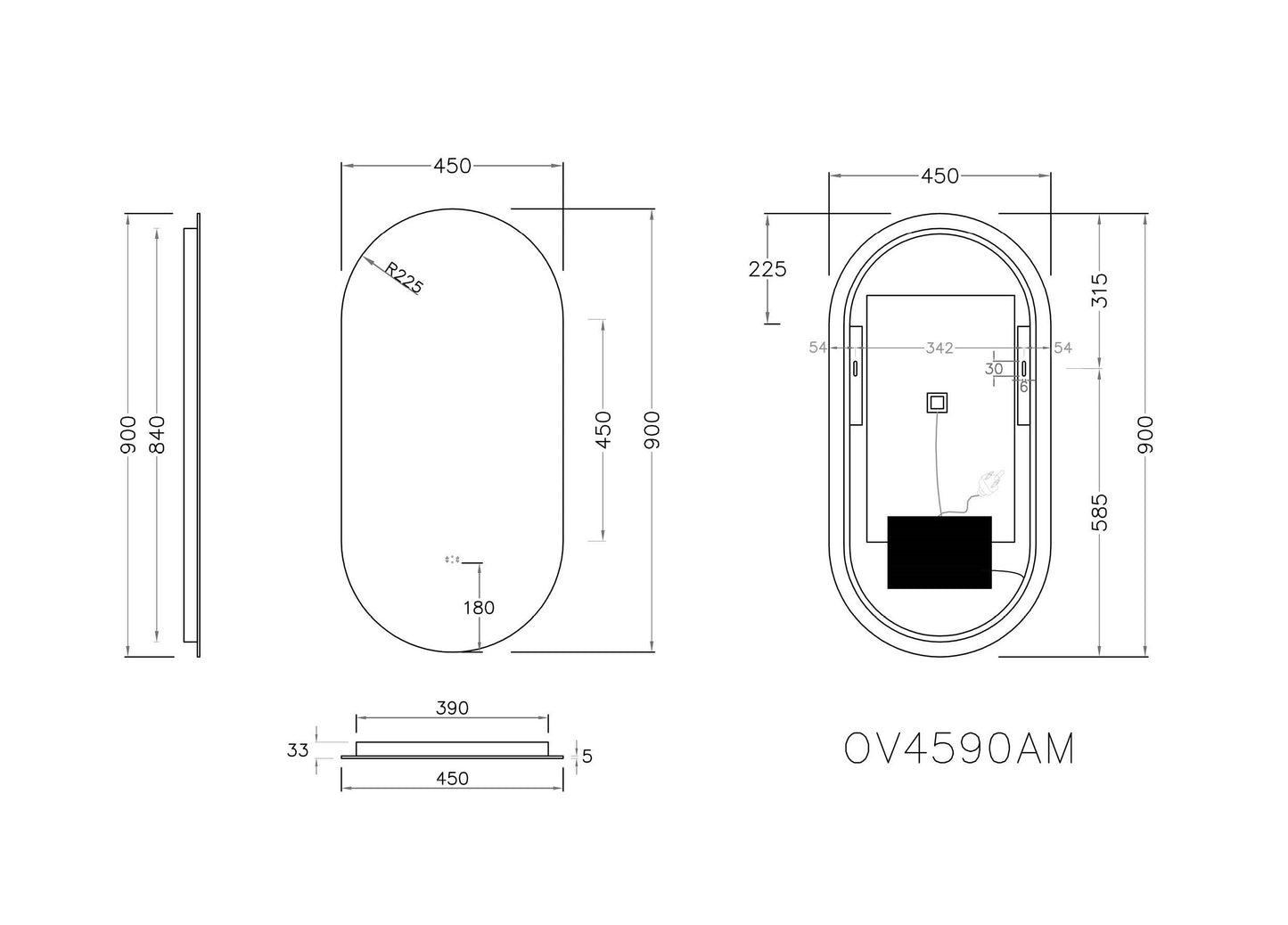 OV4590AM LED Backlit Mirror