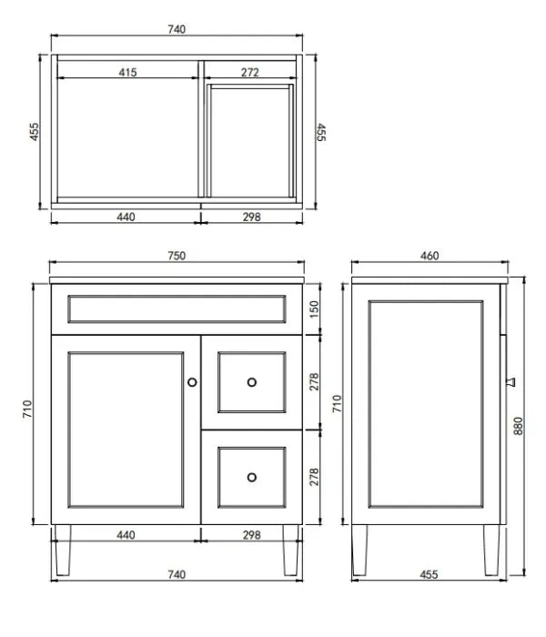 Harold Federation Free Standing Cabinet Matte White LK-FH74RL-MW