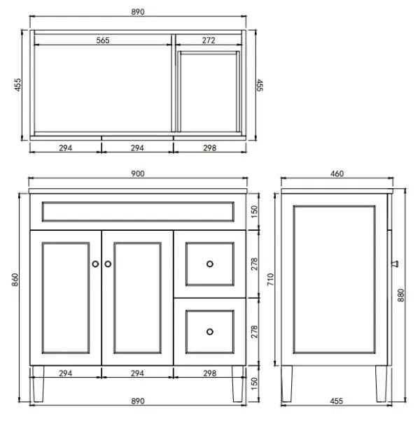 Harold Federation Free Standing Cabinet Matte White LK-FH94RL-MW