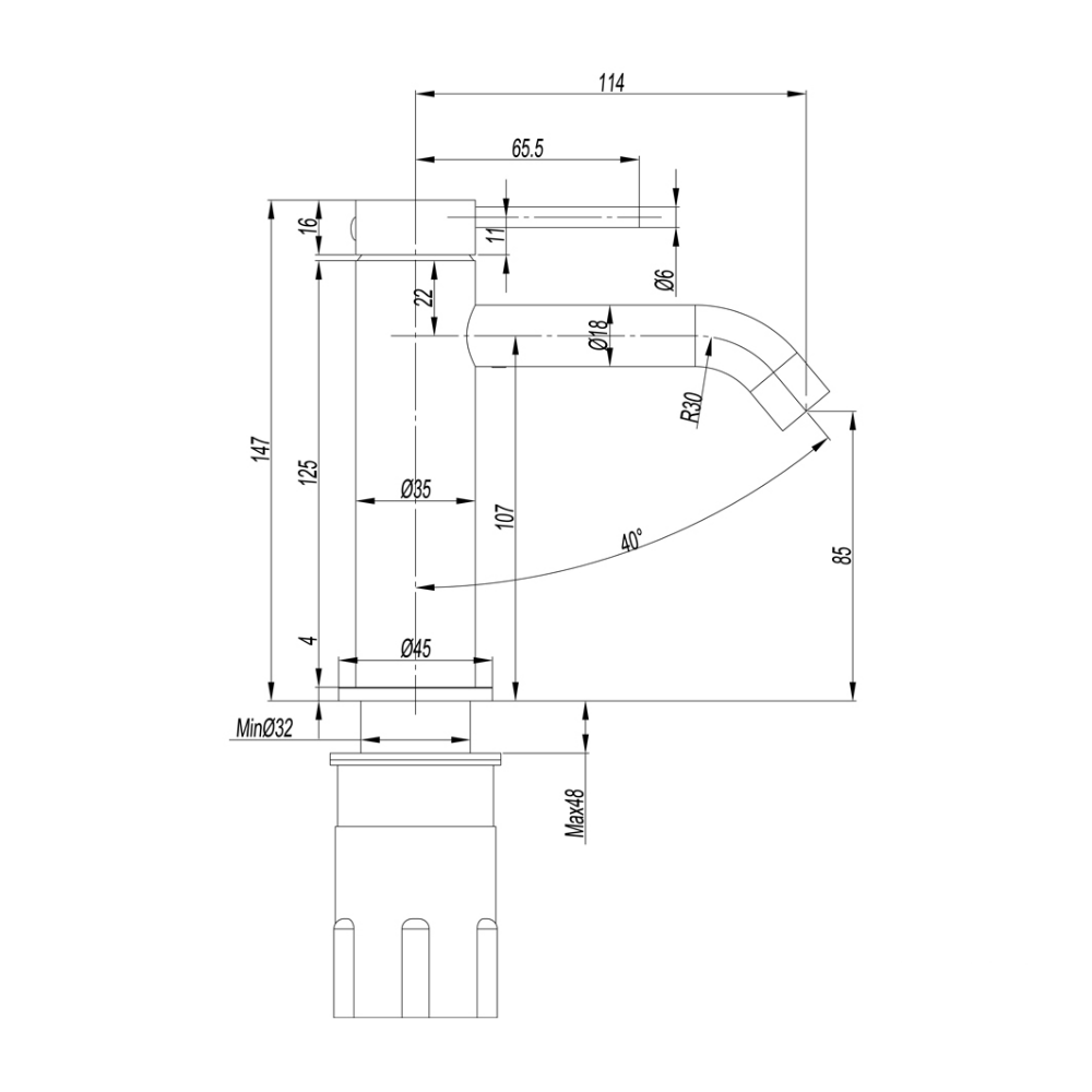 Curved Basin Mixer Chrome