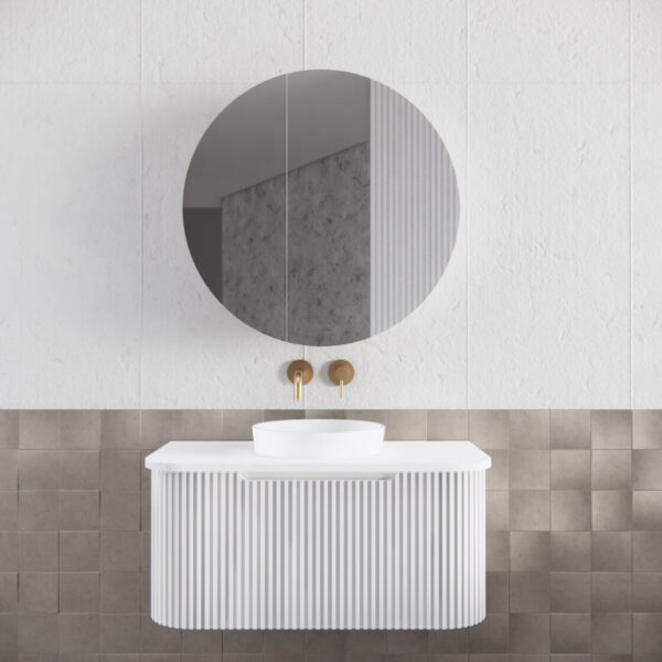 Bergen Matte White 900mm Wall Hung Vanity with Carrara Stone Top