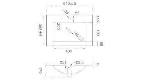 Ceramic top 600x360mm 1 TH
