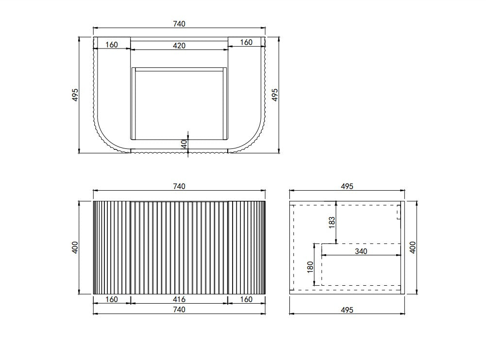 Agena Modern Fluted Wall Hung Vanity PVC Cabinet (CABINET ONLY)
