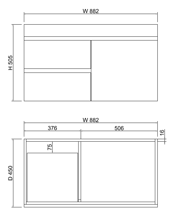 Less 900mm Gloss White Wall Hung Vanity with Ceramic Top