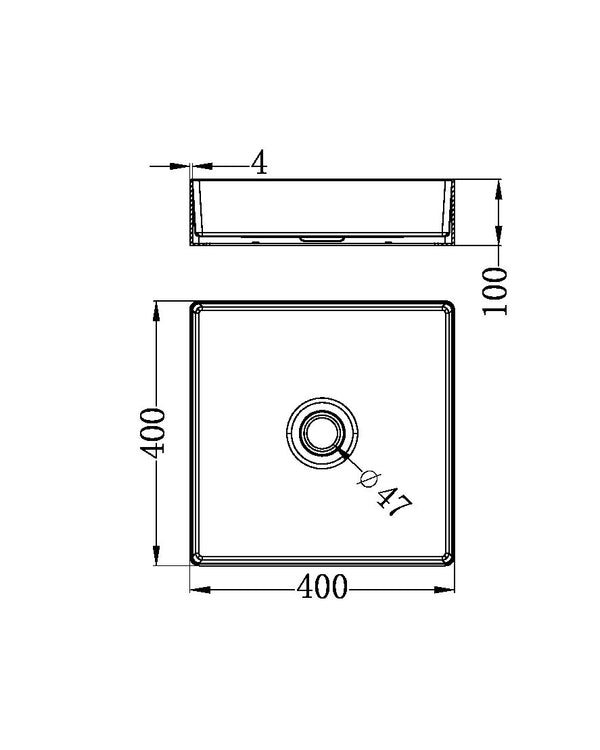 OPAL SQUARE 400MM STAINLESS STEEL BASIN BRUSHED GOLD