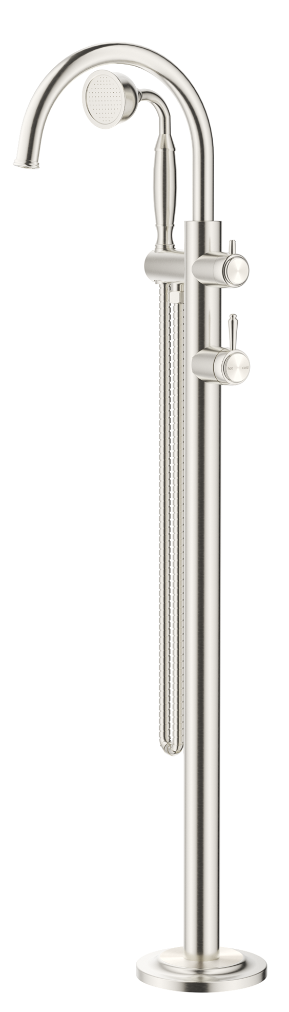 Mica Heritage Freestanding Bath Mixer with Hand Shower Brushed Nickel