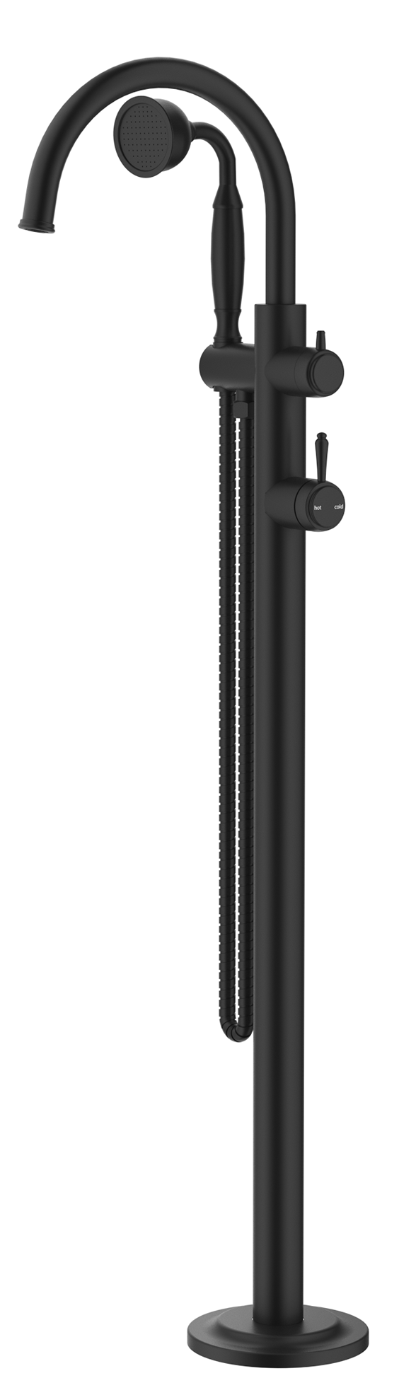 Mica Heritage Freestanding Bath Mixer with Hand Shower Black