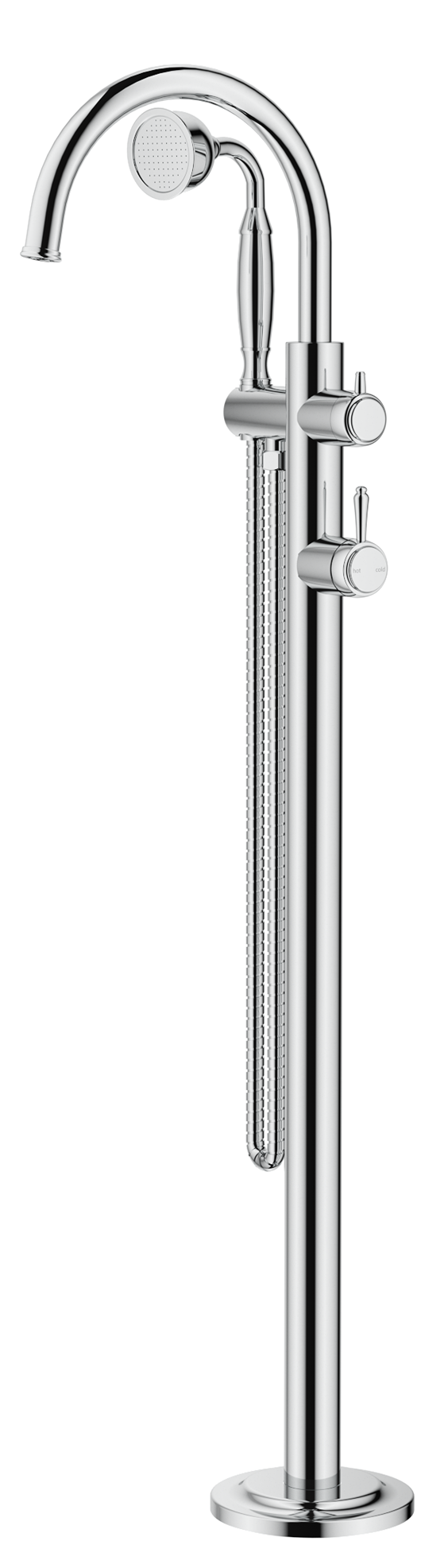 Mica Heritage Freestanding Bath Mixer with Hand Shower Chrome