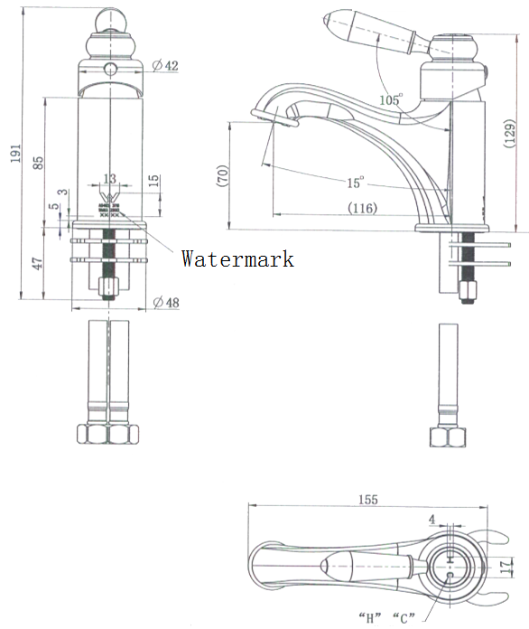 Bordeaux Basin Mixer - Brushed Bronze