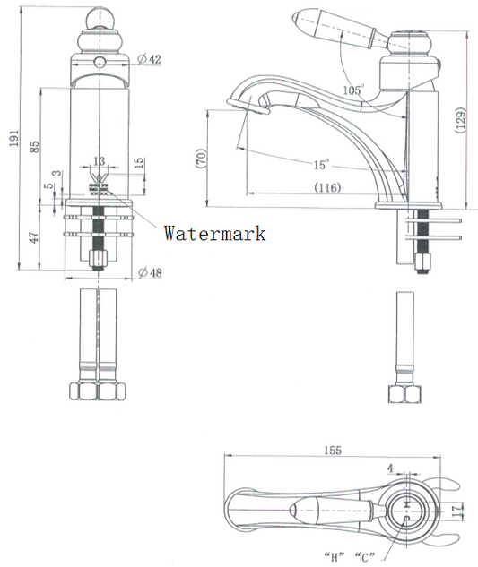 Bordeaux Basin Mixer - Matte Black