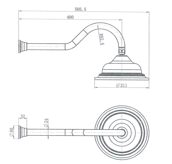Bordeaux Shower Arm - Brushed Bronze