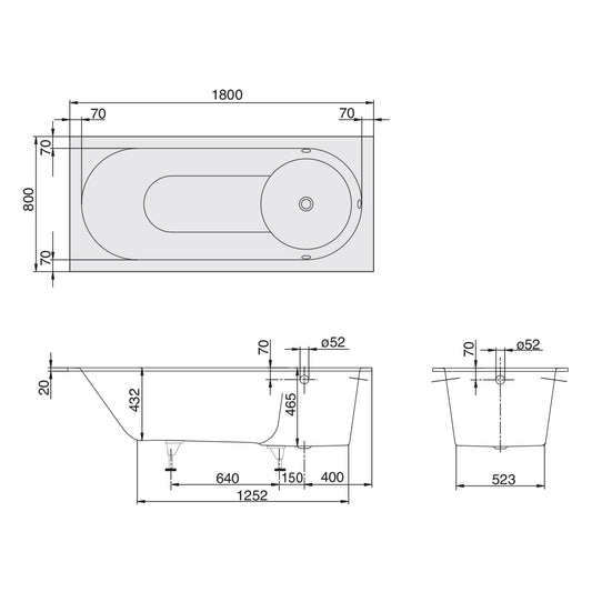 Libra 1800 Drop In Bath White Overflow | Bath Filler