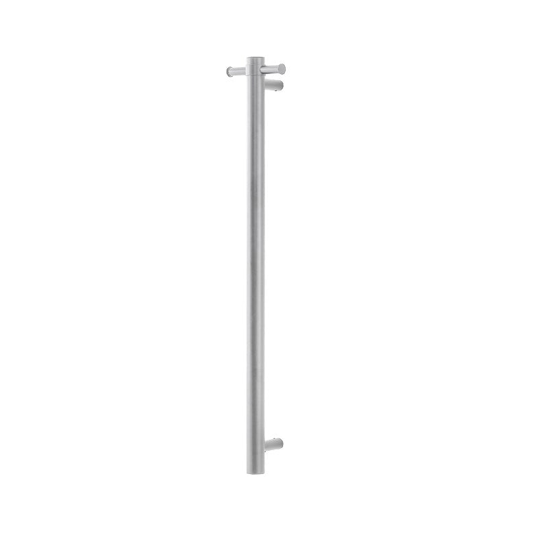 Round Vertical Brushed Nickel Electric Heated Towel Rack Single Bar