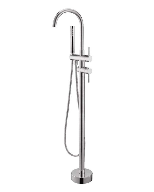 Brushed Nickel Freestanding Tap with Handheld Shower