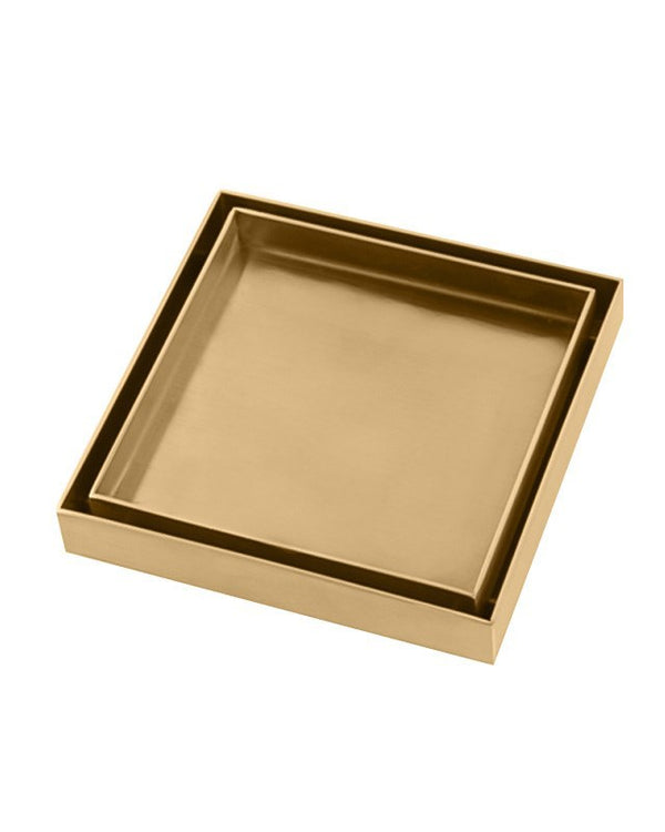 120x120mm Brushed Brass Tile Insert Drain