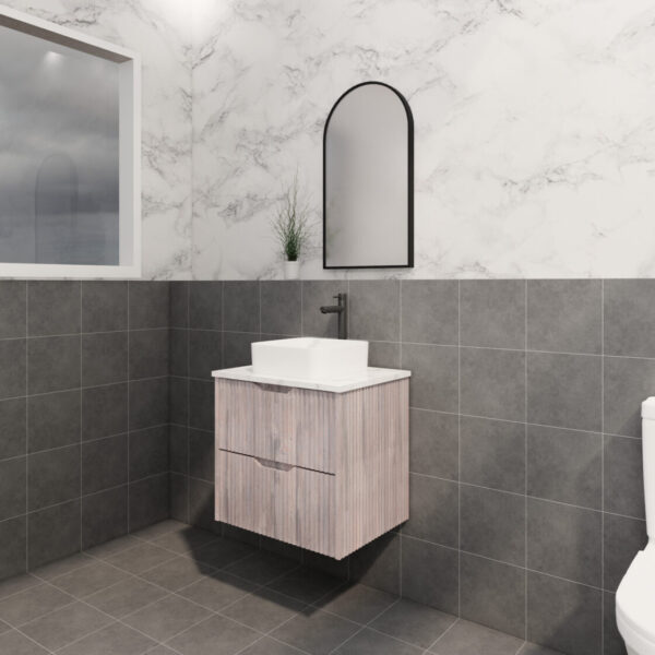 Bali White Oak 600mm Wall Hung Vanity with Ceramic Top