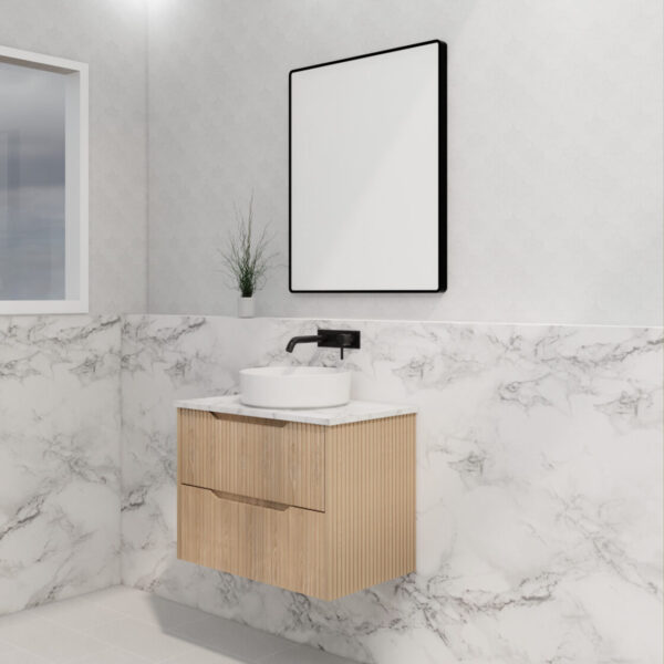 Bali American Oak 750mm Wall Hung Vanity with Ceramic Top
