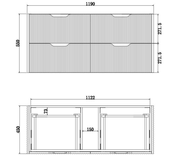 Bali Brown Oak 1200mm Wall Hung Vanity with Ceramic Top