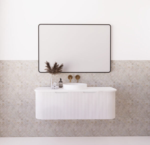 Bergen Matte White 1200mm Wall Hung Vanity with Carrara Stone Top