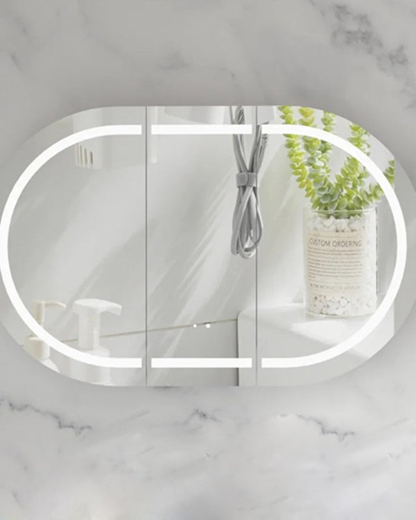 Carysil Mystic 1200x750mm Matte White Oval LED Shaving Cabinet