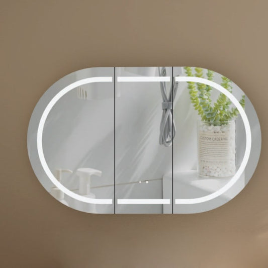 Carysil Mystic 1200x750mm Walnut Oval LED Shaving Cabinet