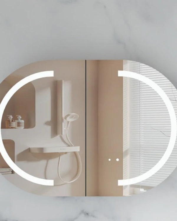 Carysil Mystic 900x600mm Matte White Oval LED Shaving Cabinet