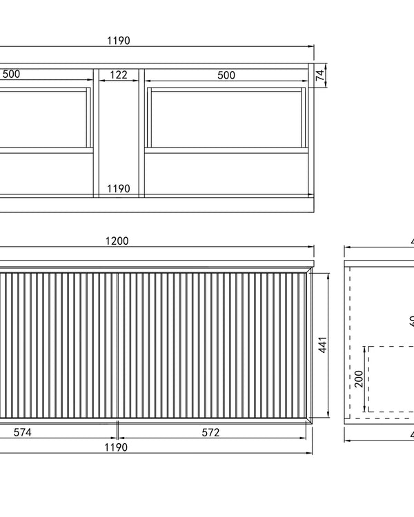 Kirribilli Matte White PVC 1200mm Wall Hung Vanity (Cabinet Only)