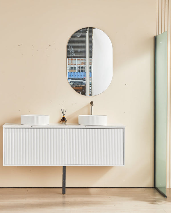 Kirribilli Matte White PVC 1500mm Wall Hung Vanity with Ceramic Top