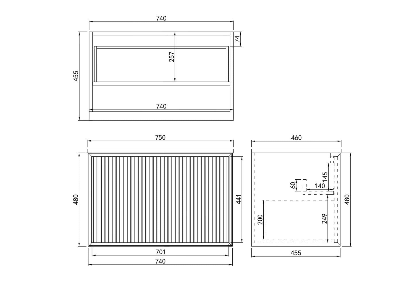 Kirribilli Matte White PVC 750mm Wall Hung Vanity with Ceramic Top