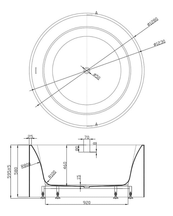 Como Matte White 1280mm Round Bath