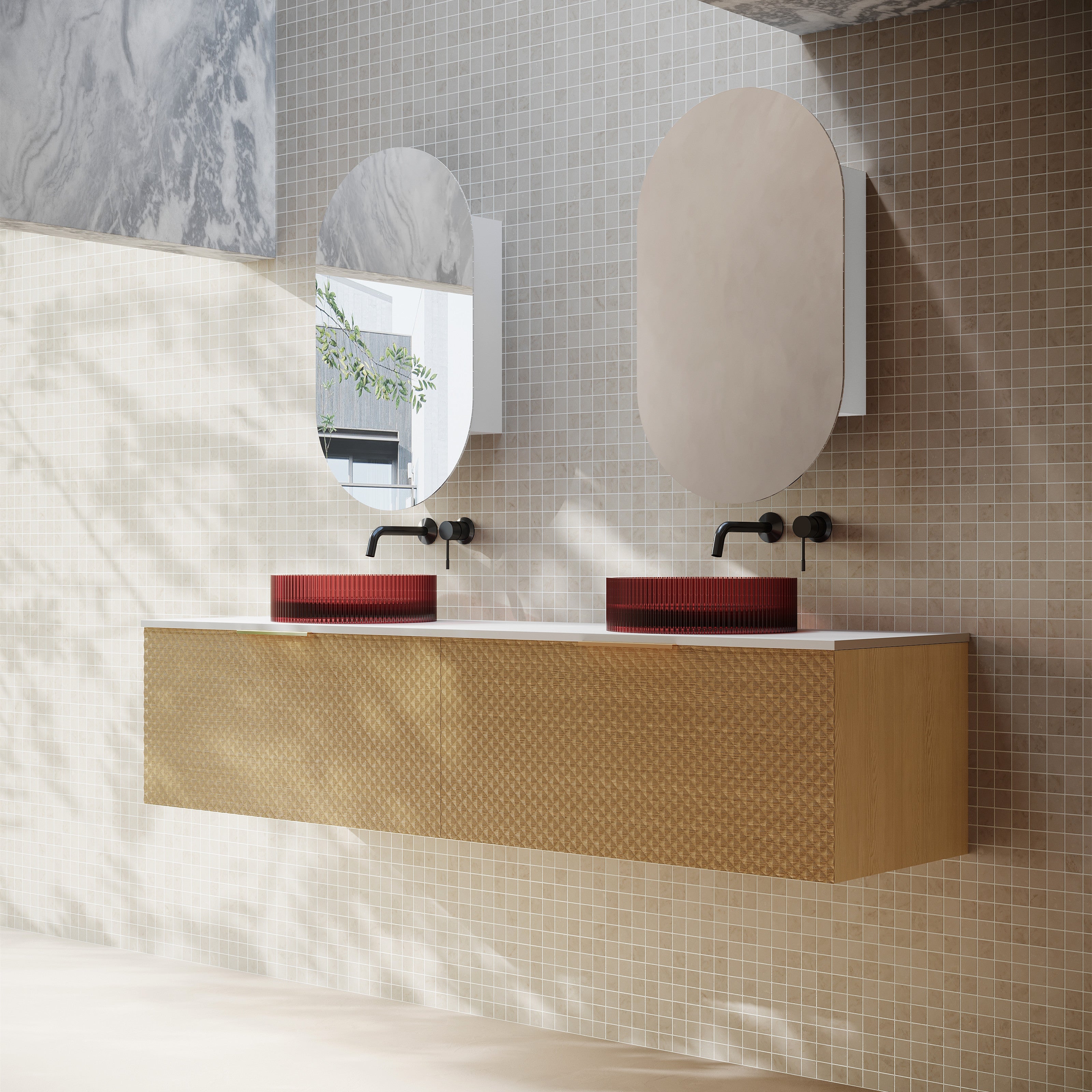1800x465x390mm Relievo Oak