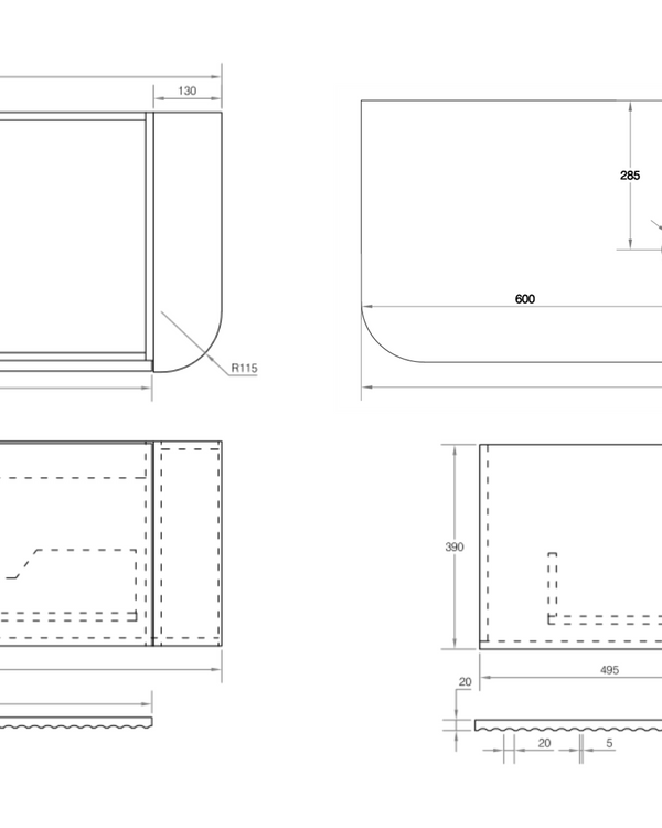 V-Groove 1200x500x390mm Natural Oak