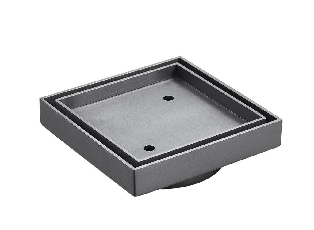 Gun Metal Slim Square Tile Insert Floor Drain (90mm outlet)D444GM